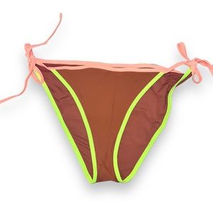 NEW Aerie Brown Lined fluorescent Strappy Cheeky Bikini Bottoms Women’s Size XL